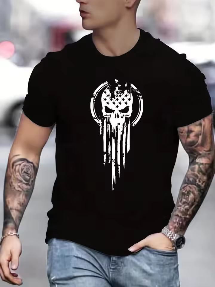 Men’s Summer Loose Size 100% Cotton Skull Print